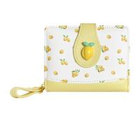 Sunwel Fashion Cutest Fruit Prints Wallet Card Slots Small Wallet with Zipper Coin Pouch Wallet for Women Girls, LEMON, Simple