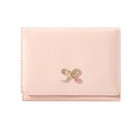 Sunwel Fashion Girls Cute Coquette Bow Wallet with Pink Froral Small Wallet Cash Pocket Card Holder ID Window Purse for Women (Pink)