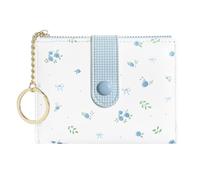Sunwel Fashion Rose Bow Print Wallet Small Bifold Wallet with Zipper Coin Purse Card Holder ID Window for Women Girls, BLUE, S, Coquette