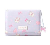 Sunwel Fashion Small Cute Wallets with Ballets Floral Bow Charm Card Holder ID Window for Women Girls, PURPLE, Coquette