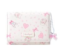 Sunwel Fashion Small Cute Wallets with Ballets Floral Bow Charm Card Holder ID Window for Women Girls, CREAM, Coquette