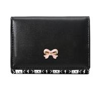 Sunwel Fashion Wallets Girls Cute Coquette Bow Small Wallet Aesthetic Card Holder ID Window Purse for Women (PINK BOW BLACK)