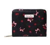 Sunwel Fashion Women Cute Print Wallets with Credit Card Slots ID Window & Zipper Coin Pouch, CHERRY BOW BLACK, Coquette