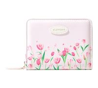 Sunwel Fashion Women Girls Wallet with Floral Prints Small Wallet with Coin Pocket, ID Window and Card Slots, Daisy, Tulip, Lavender, Lily of the Valley, Tulip