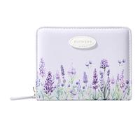 Sunwel Fashion Women Girls Wallet with Floral Prints Small Wallet with Coin Pocket, ID Window and Card Slots, Daisy, Tulip, Lavender, Lily of the Valley, Lavender, Coquette
