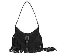 Sunwel Fashion Women Western Small Fringe Underarm Purse Shoulder Bag Vegan Suede Hippie Crossbody Bag with Tassel, Black