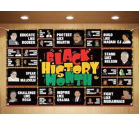 Sunwer Black History Month Decoration Photo Booth Backdrop Afro African American School Art Posters Classroom Bulletin Board Hanging Banner (5.9×3.6ft)