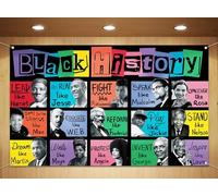 Sunwer Black History Month Photo Booth Backdrop Pan African American Famous People Banner School Classroom Bulletin Board Decoration (5.9×3.6ft)