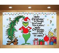 Sunwer Merry Christmas Photo Booth Backdrop Green Elf Winter Holiday Party Decor Xmas Indoor Outdoor Wall Hanging Background Decoration Supply (5.9×3.6ft)