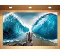 Sunwer Passover Photo Booth Backdrop Moses Parting The Red Sea Pesach Jewish Holiday Party Decor Indoor Outdoor Wall Hanging Background Decoration Supply (5.9×3.6ft)