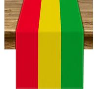 Sunwer Reggae Table Runner One Love Juneteenth Jamaican Music Rasta Party Decoration Indoor Outdoor Table Cover Decor Home Kitchen Dining Room (13" x 108")