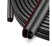 SUNWERK 12M Weather Stripping Seal Strip for Doors,Draft Excluder for Windows Upgraded D-Shape Rubber Self-Adhesive Draught Excluder for Door Frame Soundproof Insulation,Suit for 4 to 6mm Gap(Black)