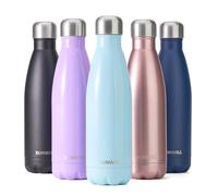 SUNWILL Metal Water Bottle Stainless Steel 500ml, Insulated Reusable Thermal Flask for Cold and Hot Drink, Travel, Sports, Gym, Pearl Blue Gloss Finish