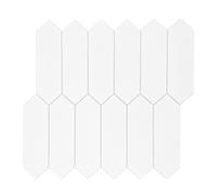 SUNWINGS 10 Sheets Peel and Stick Backsplash Wall Tile for Kitchen Bathroom, Long Hexagon Stone Composite Self Adhesive Stick on Tiles 12"×11.22" Marble Looks Waterproof Mosaic Tile, White
