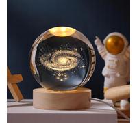 Sunwuun 3D Crystal Ball Night Light,USB 3D Moon Planets Solar System Universe Lamp,Glass Ball Lamp with Wooden Base,Christmas Birthday Valentine's Day Astronomy Gifts LED Ball Lamp