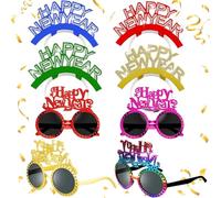 Sunwuun 8 PCS New Years Eve Decorations 2026,Happy New Year 2026 Decorations,Happy New Year Glasses and Happy New Year Headband,New Years Eve Party Supplies,Happy New Year Eve Accessories