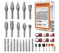 Sunxeke 138PCS Tungsten Carbide Rotary Burr and Sanding Drums Set for Dremel Tools,1/8-Inch Shank Dual Cut Multi-Purpose Engraving Grinding Accessories for Metal Steel Aluminum Wood Cutting Polishing