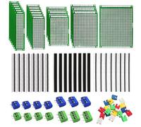 Sunxeke 17 Values Double Sided PCB Board Kit for DIY Soldering and Electronic Project Circuit Boards Compatible with Arduino Kits, 2.54mm Male and Female Header Connector