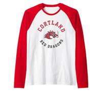SUNY Cortland Red Dragons Vintage Retro Raglan Baseball Tee