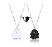 Suny Smiling 2Pcs Ghost BFF Matching Necklaces, Split Heart Friendship Pendant Set
