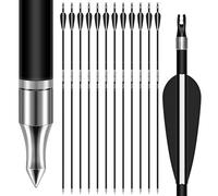 SUNYA Archery Hunting Arrows for Compound Bow and Recurve Bow. 30IN Carbon Shaft Spine 400/500 with Removable Tips. 12PCSPack (Black, Spine 500-30Inch)