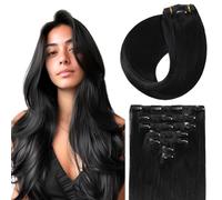 Sunya Clip in Hair Extensions Real Human Hair Black Human Hair Extenion Clips in 14 inch Semaless 7 Pcs With 20 Clips 80g/Pack