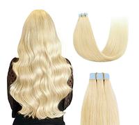 Sunya Hair Extensions Tape in Human Hair 14 inches Silky Straight Remy Human Hair Seamless Skin Weft Hair Extensions Tape in Human Hair 14 inches# 613 Bleach Blonde 40 Gram 20Pcs/Pack Thick Hair