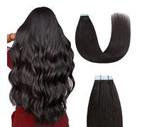 Sunya Tape Hair Extensions Human Hair Natural Black Tape In Hair Extensions Remy Human Hair Tape Extensions Invisible Skin Hair Weft Seamless 18 Inch 20pcs/Pack 50g