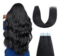 Sunya Tape in Hair Extensions Human Hair Jet Black 20 Inch Tape Hair Extensions Semaless Invisible Remy Hair Tape Hair Extensions Natural Straight Hair 50g 20pcs/Pack