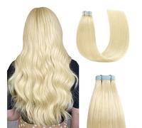 Sunya Tape in Hair Extensions Human Hair Platinum Blonde 20 Inch Straight Tape in Real Human Hair Seamless Skin Weft Tape in Hair Extensions #60 50g 20Pcs/Pack