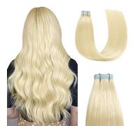 Sunya Tape in Hair Extensions Human Hair Platinum Blonde Tape Hair Extensions 14 Inch Invisble Invisible Tape Hair Human Hair Extensions Natural Skin Hair Weft 40g 20pcs/Pack