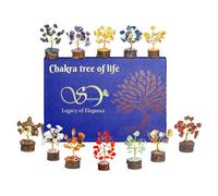 SUNYARAN Chakra Healing Crystal Tree Set of 12 Handcrafted Tree of Life, Stones for Positive Energy, Good Luck, Home and Office Desk Decoration, Birthday Gifts for Mom and Love Ones