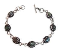 SUNYARAN Turquoise Stone Bracelet for Women - Handmade Adjustable Gemstone Link with Silver Overlay | Gifts for Girls, Christmas Gift for Her, Jewelry for Wedding Anniversary Mother's Day, 9 - 8 INCH