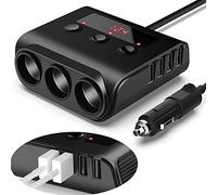 Sunydog 100W Cigarette Lighter USB Charger,12-24V Car Cigarette Lighter Socket In-car Cable Splitter 3-Socket 4-Ports USB Interface Auto Cigarette Lighter Socket Car Plug Adapter