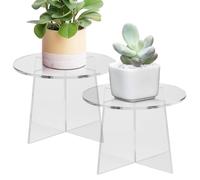 Sunydog 2 Pack Durable Acrylic Plant Holder Easy to Use Multifunctional Stand for Home and Office Indoor Plant Display