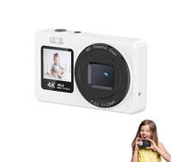 Sunydog 4K Digital Camera, Dual Screen, Auto Focus, 18x Zoom, 2.4 Inch Portable Display, Ideal for Creative Compositions and Recording Precious Moments (White)