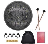 Sunydog 6 Inch Steel Tongue Drum 11 Notes Handpan Drum with Drum Mallet Finger Picks Percussion for Meditation Yoga(Dark Silver)