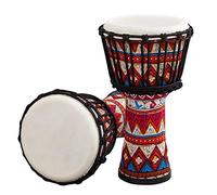 Sunydog 8 Inch Djembe Hand Drum Portable African Drum Goblet Thin Goatskin Head ABS Resin Body Colorful Art Patterns for Travel Performance Practice (Red)