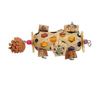Sunydog Bamboo Chew Toys with Nuts and Pine Cones for Birds, Educational Chewing Toy - Chew Toys, Chewing, Foraging, with Corn Leaf Silk, Id