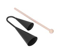 Sunydog Black Metal Agogo Bell Traditional Latin Percussion Instrument, Exquisite Workmanship, Perfect for Holiday Parties Metal 7.3", with Wooden Stick
