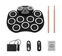 Sunydog Electronic Drum Set,Roll-up Electronic Drum Pad with Build-in Stereo Speakers,9 Pads Silicone Electronic Drum for Beginner,Foot Pedals Headphone Monitoring Colorful Light(Type 2)
