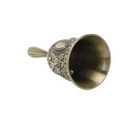 Sunydog Sturdy Zinc Alloy Hand Bell for Serving and Playing - Vintage Rhythm Bell with Clear Sound - for Dinner, Prayer, Yoga (Carved Pattern Gold)
