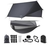 Sunyear Camping Hammock-Hammocks with Net and Rain Fly Tarp - Portable Single&Double Lightweight Nylon Parachute Hammocks with Hammock Tree Straps for Backpacking Hiking Travel Camping Indoor Outdoor