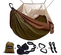 Sunyear Camping Hammock, Portable Single & Double Hammock with Net, 2 Person Hammock Tent with 2 * 10ft Straps, Best for Outdoor Hiking Survival Travel
