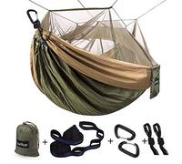 Sunyear Camping Hammock, Portable Single & Double Hammock with Net, 2 Person Hammock Tent with 2 * 10ft Straps, Best for Outdoor Hiking Survival Travel