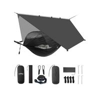 Sunyear Camping Hammock with Net & Rain Fly - Double & Single Hammock with House-Like Net- Easy Setup & Pack, Lightweight & Portable, Perfect for Hiking, Backpacking, Outdoor Sleeping