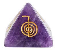 SUNYIK Amethyst Pyramid Engraved Chakra Symbol,Crystal Point Reiki Figurine 1-1 1/8 inch