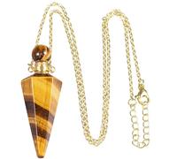 SUNYIK Crystal Essential Oil Diffuser Pendant Necklace for Women Men Polished Stone Point Pendulum Perfume Bottle Pendant with Chain 18", Tiger's Eye Stone, tiger's eye stone