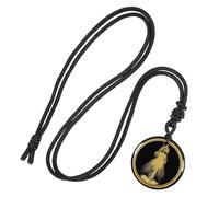 SUNYIK Engraved Round Stone Pendant Necklace for Women Men 30mm Natural Crystal Stone Locket Necklace With Adjustable Rope, Black Obsidian Stone, black obsidian stone