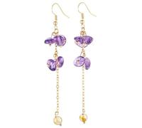 SUNYIK Natural Crystal Chip Stones Dangle Earrings for Women, Healing Tumbled Stones Drop Earrings for Ladies, Amethyst Crystal Stone Copper, amethyst crystal stone